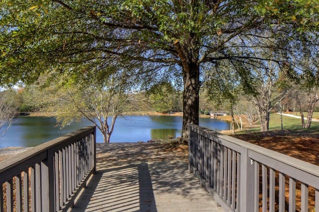 view of home's community with a water view