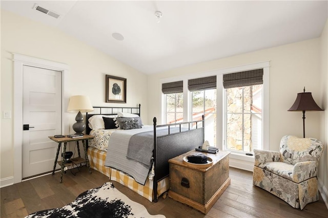 9229 Selborne Ln, Chattahoochee Hills, GA 30268 - bedroom featuring vaulted ceiling, wood-type flooring, and baseboards