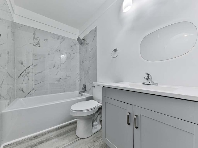 1564 Bubbling Creek Rd, Brookhaven, GA 30319 - bathroom featuring toilet, tub / shower combination, wood finished floors, and vanity