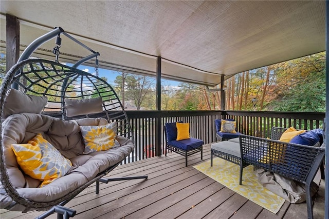 deck featuring an outdoor living space