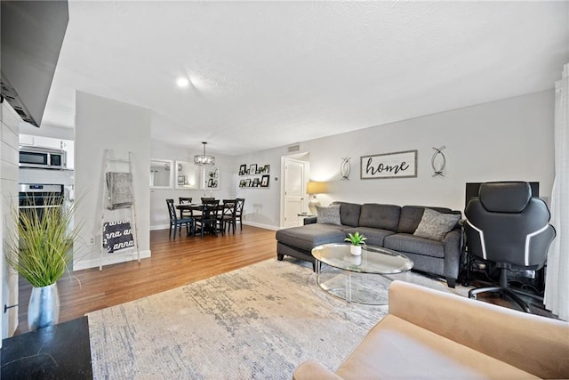 living room with hardwood / wood-style floors