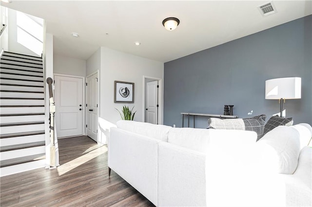 339 Skylar Way SE, Atlanta, GA 30315 - living area featuring stairway, wood finished floors, and recessed lighting