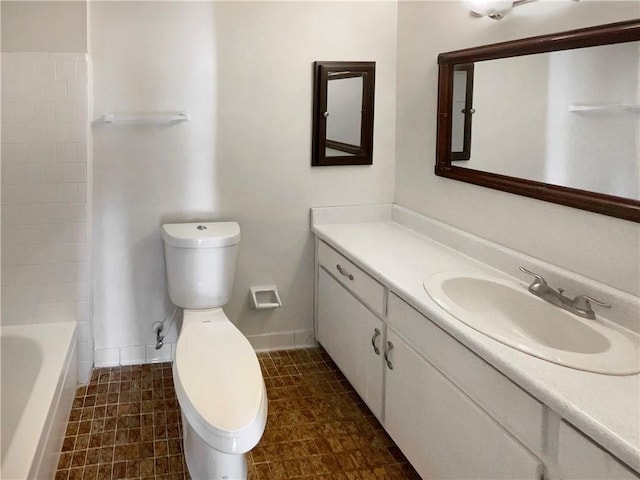 full bathroom with shower / tub combination, vanity, and toilet