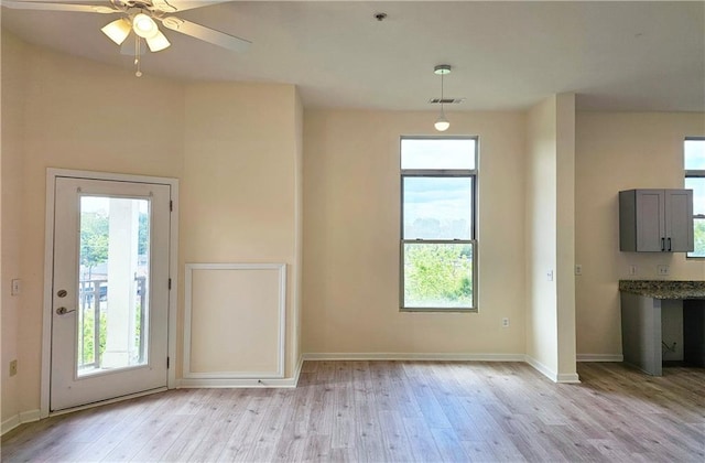 doorway to outside featuring light wood-type flooring and plenty of natural light