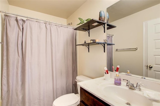 3746 Okefenokee Rdg, Loganville, GA 30052 - bathroom featuring vanity, toilet, and curtained shower