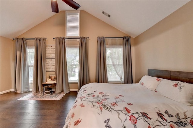 2515 Gadsen Walk, Duluth, GA 30097 - bedroom with vaulted ceiling, dark wood-type flooring, and ceiling fan
