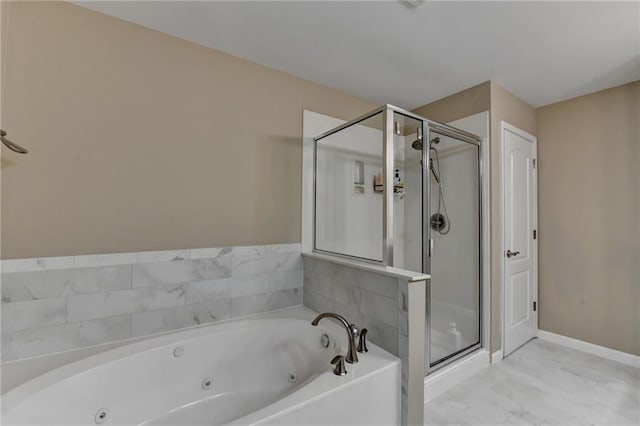 2515 Gadsen Walk, Duluth, GA 30097 - bathroom with a stall shower, a tub with jets, and marble look tiles