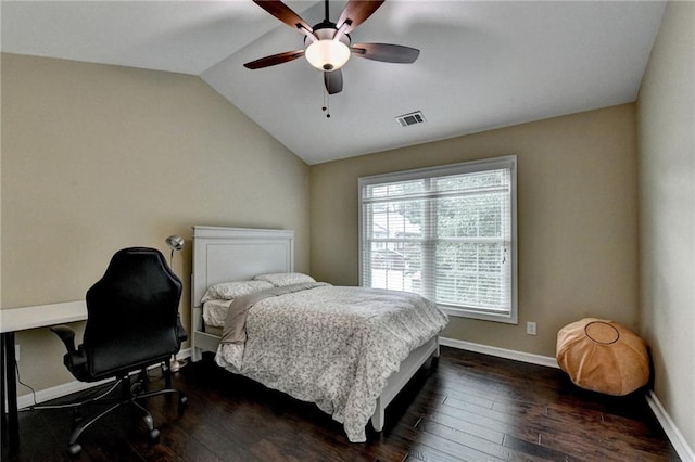 2515 Gadsen Walk, Duluth, GA 30097 - bedroom with lofted ceiling, dark wood-style flooring, and ceiling fan