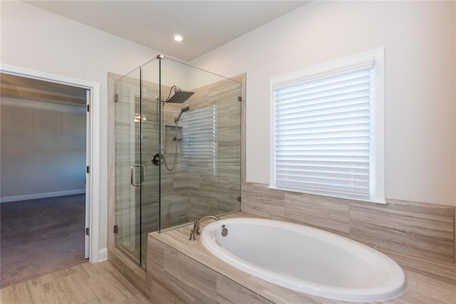 bathroom with independent shower and bath