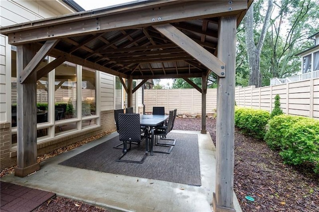 view of patio featuring a gazebo