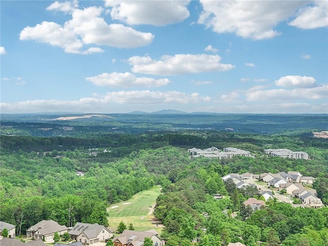 birds eye view of property featuring a residential view and a forest view