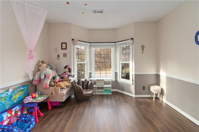 game room featuring dark hardwood / wood-style flooring