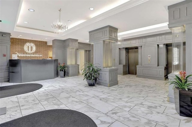 2870 Pharr Ct S Unit 503, Atlanta, GA 30305 - welcome area with a chandelier, recessed lighting, and crown molding