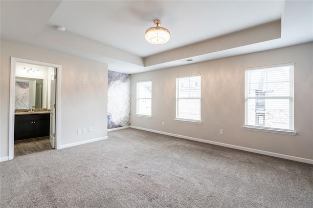 382 Mulberry Row SE, Atlanta, GA 30354 - unfurnished bedroom featuring a raised ceiling, carpet flooring, and ensuite bath