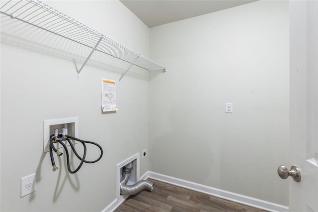 382 Mulberry Row SE, Atlanta, GA 30354 - washroom with dark wood-style flooring, electric dryer hookup, and hookup for a washing machine