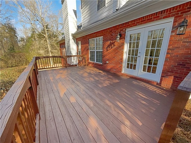 wooden deck with french doors