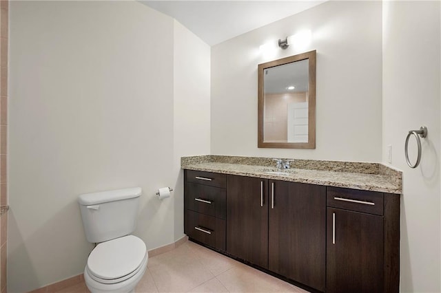 bathroom with tile patterned floors, toilet, and vanity