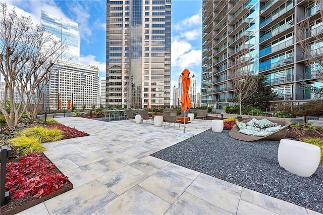 view of community featuring a patio area