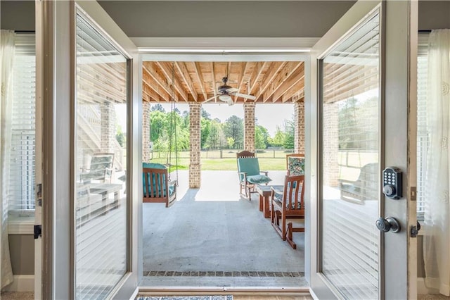 815 Spring View Ct, Covington, GA 30014 - doorway with ceiling fan