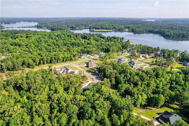 bird's eye view of a forest and a nearby body of water