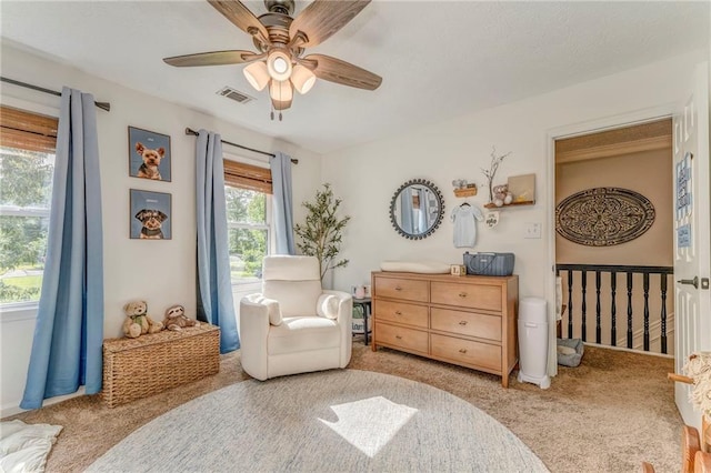 323 Schoolhouse Rd, Rockmart, GA 30153 - sitting room featuring carpet flooring and a ceiling fan