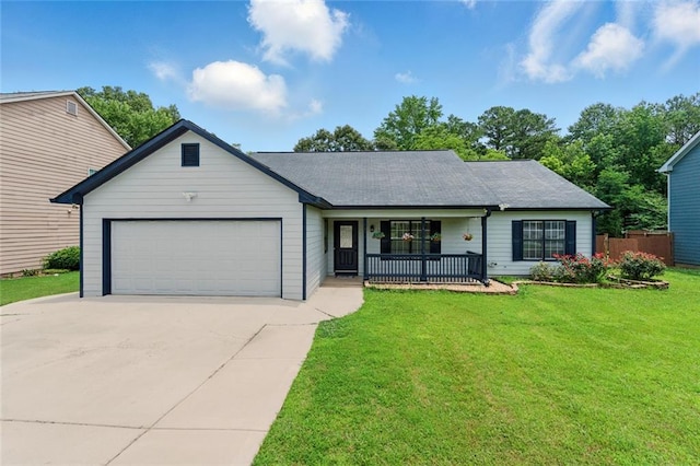 314 Spring Falls Dr, Lawrenceville, GA 30045 - single story home featuring covered porch, an attached garage, a front lawn, and concrete driveway