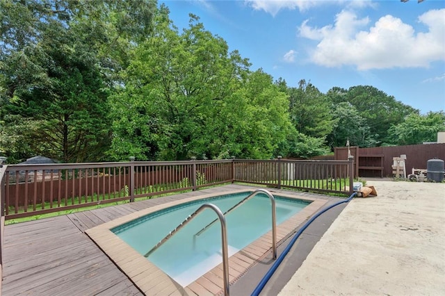 314 Spring Falls Dr, Lawrenceville, GA 30045 - view of swimming pool with a wooden deck