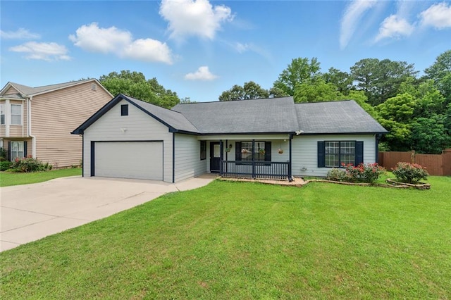 314 Spring Falls Dr, Lawrenceville, GA 30045 - ranch-style home featuring a porch, a garage, and driveway