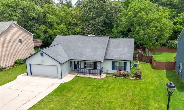 314 Spring Falls Dr, Lawrenceville, GA 30045 - view of front of house featuring a garage, concrete driveway, covered porch, and a shingled roof
