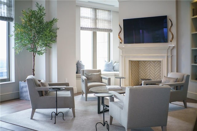 sitting room featuring light hardwood / wood-style flooring