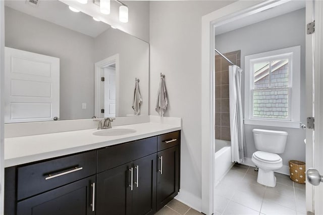2304 Isla Run, Woodstock, GA 30188 - bathroom featuring vanity, toilet, tile patterned floors, and shower / tub combo