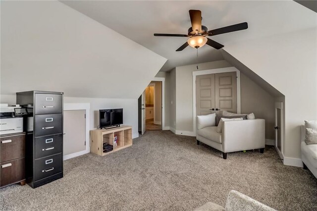 569 White Oak Way, Monroe, GA 30655 - interior space with ceiling fan, light colored carpet, and lofted ceiling