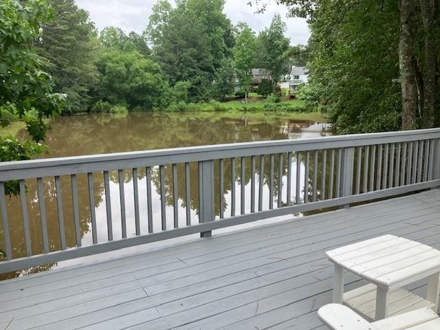 deck with a water view