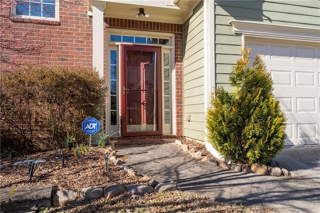 entrance to property with a garage