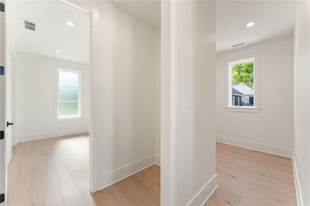260 Guild Ln, Fayetteville, GA 30214 - hallway with light wood-style floors, baseboards, recessed lighting, and visible vents