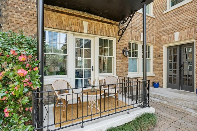 wooden deck with french doors