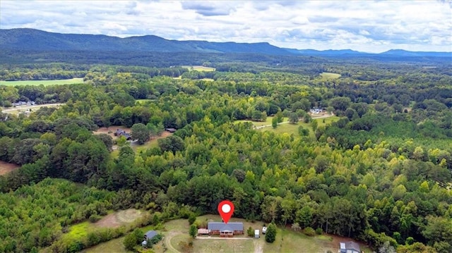 birds eye view of property featuring a mountain view