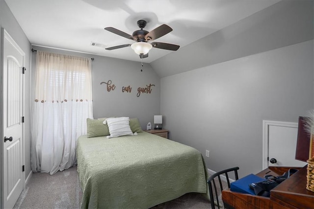 2103 Sourwood Ct, Monroe, GA 30656 - carpeted bedroom featuring ceiling fan and vaulted ceiling