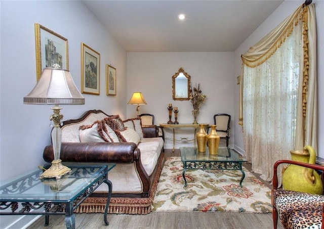 living room with hardwood / wood-style floors