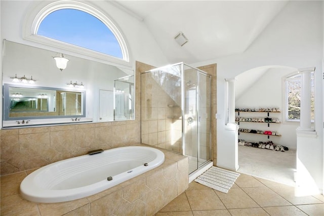 additional living space with vaulted ceiling and carpet