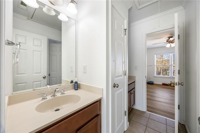 bathroom featuring vanity and tile patterned flooring