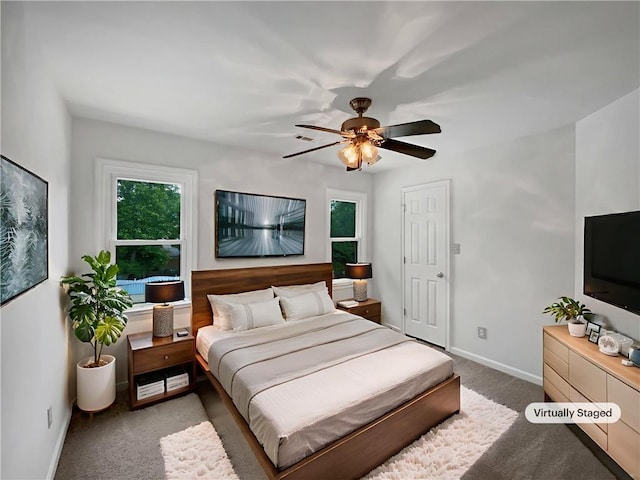 110 Wyngate Way, Fayetteville, GA 30215 - carpeted bedroom with baseboards and a ceiling fan
