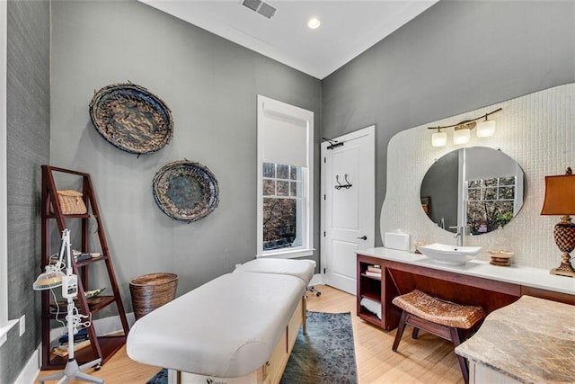 bathroom featuring hardwood / wood-style floors and sink