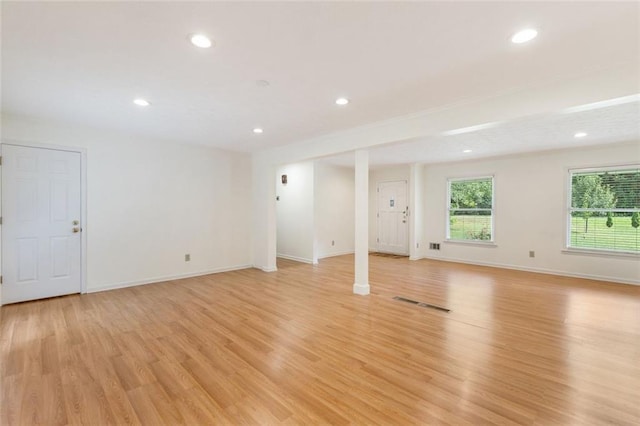 interior space with light hardwood / wood-style flooring