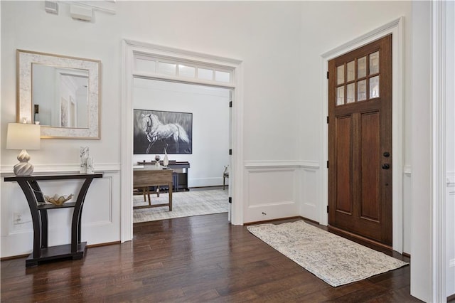 entrance foyer featuring dark wood-type flooring