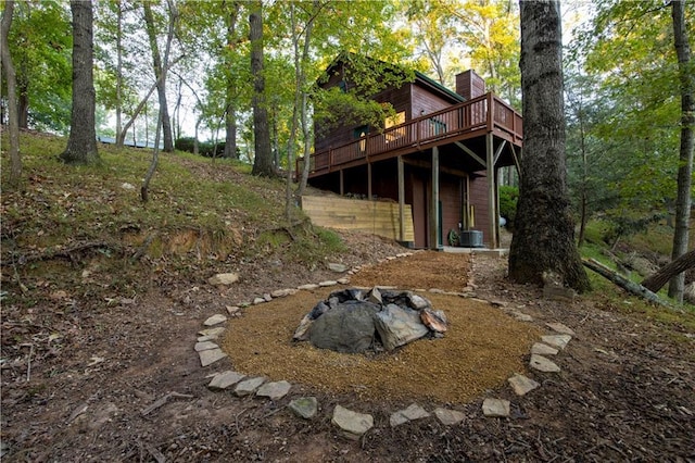 596 Riverview Dr, Ellijay, GA 30540 - view of yard featuring a wooden deck and cooling unit