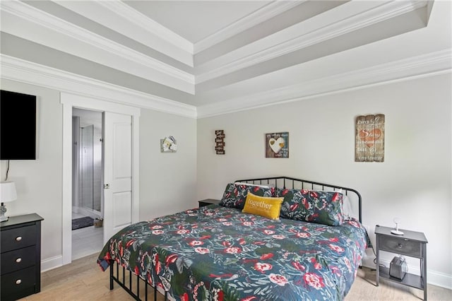 2241 N 16th Hwy, Whitesburg, GA 30185 - bedroom featuring crown molding, a raised ceiling, and light wood finished floors