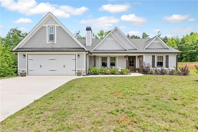 2241 N 16th Hwy, Whitesburg, GA 30185 - view of front of home with board and batten siding, driveway, a front lawn, and a chimney