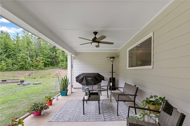 2241 N 16th Hwy, Whitesburg, GA 30185 - view of patio with a ceiling fan, a grill, and outdoor lounge area