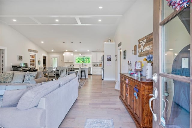 2241 N 16th Hwy, Whitesburg, GA 30185 - living area featuring light wood-type flooring and recessed lighting